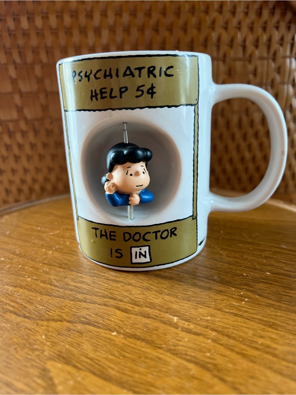 Peanuts Lucy Psychiatric Help 5¢ Spinner Mug The Doctor Is In 2012 Ceramic